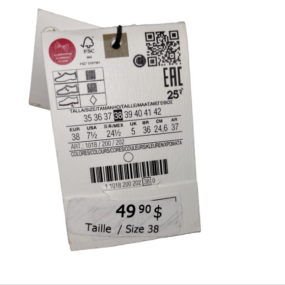 ZARA Point toes Opened flats Sz 38 - Picture 9 of 10